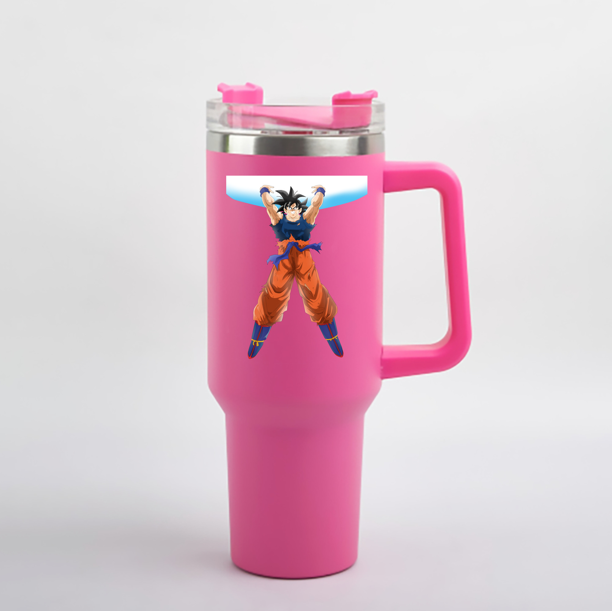 （画像用） ドラゴンボール 孫悟空（そん ごくう）Son Goku カカロット DRAGON BALL Kakarotto 1200mL車用タンブラー - クリスタルステッカー（プラスチックストロー付き）